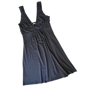 Susana Monaco Deep V Neck Stretch Tank Dress, Dark Charcoal, Large